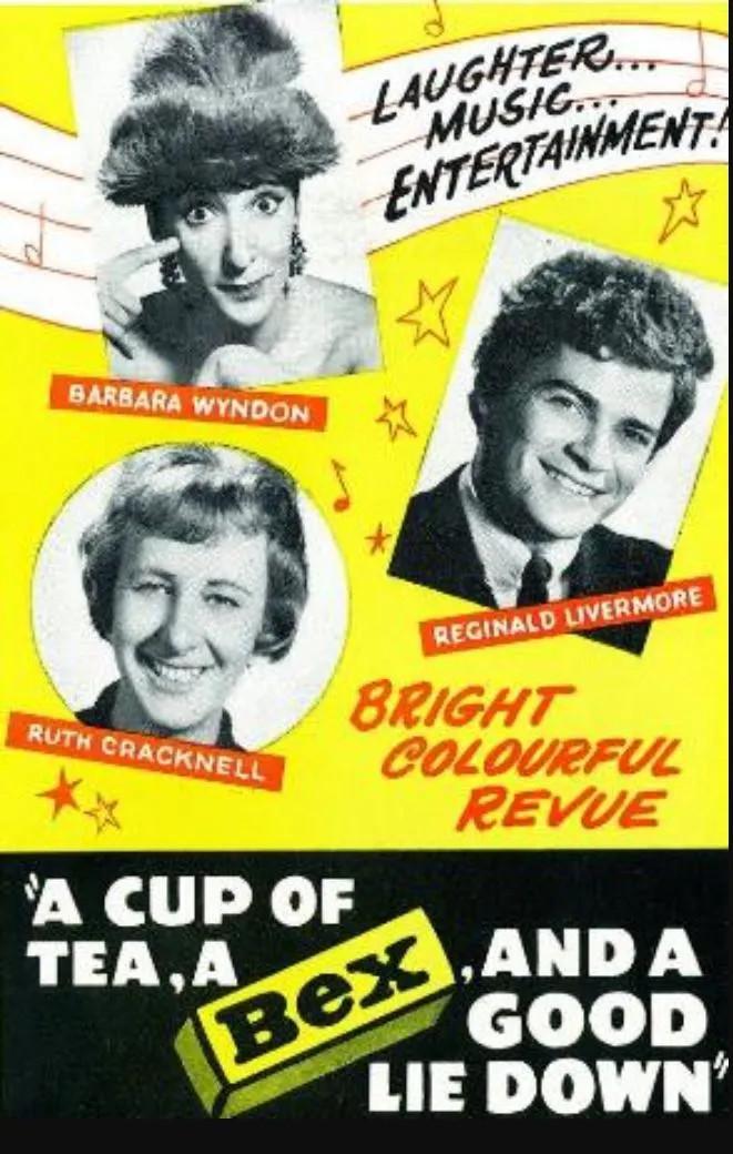 Poster for the Australian comedy revue "A Cup of Tea, a Bex, and a God Lie Down"