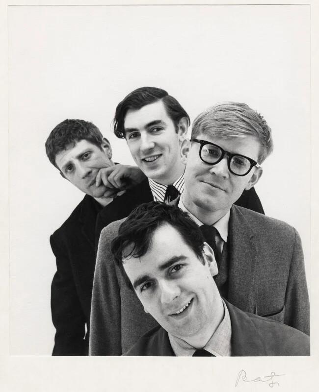 The cast of Beyond the Fringe: Jonathan Miller, Peter Cook, Alan Bennett, Dudley Moore